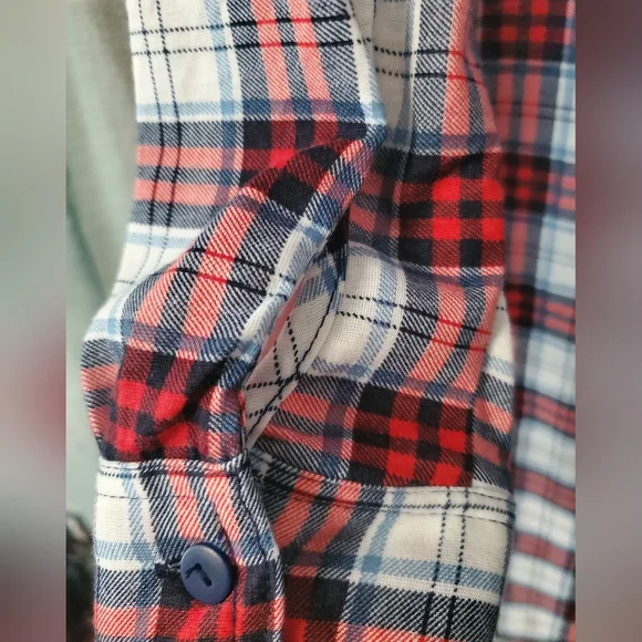 Longline Red & White Plaid Dress/shirt - Picture 6 of 9